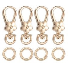 4pcs Metal Flower Swivel Lobster Claw Clasp with Spring Ring Light Gold,