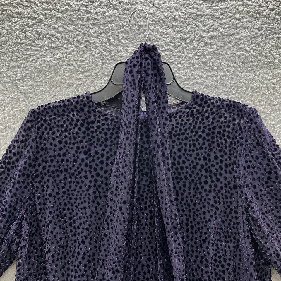 Vestido Akris Mujer 14 Púrpura Berenjena Terciopelo Burnout Relajado Abertura Lateral Túnica Foto 3 de 4