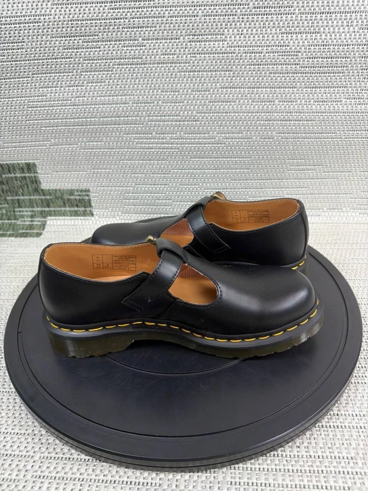 Zapatos Dr Martens Mujer Talla 8 Polley Punta Suave Trabajo Mary Jane Cuero Negro Foto 4 de 4