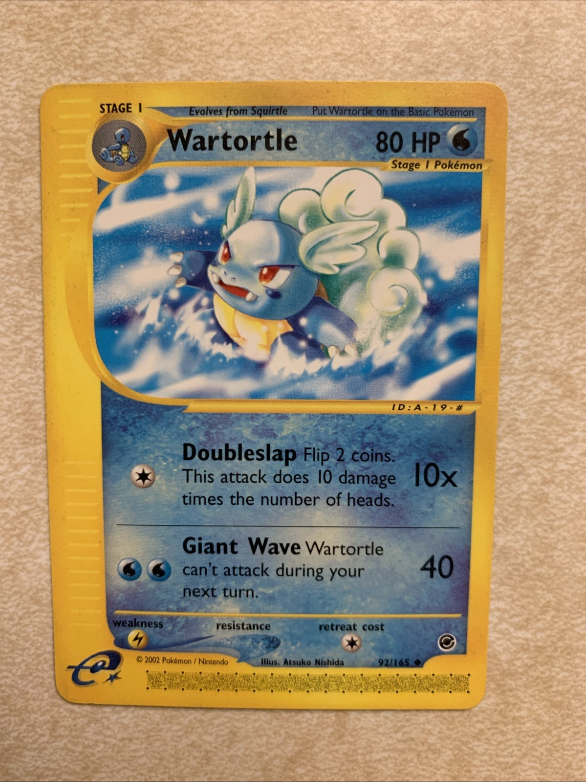 Pokémon TCG Wartortle 92/165 Regular Uncommon Expedition 2002 NM