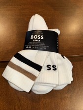 Hugo Boss- QS Rib Stripe Socks - 3 Pairs - O/S - Large US 7-13 / EU 40-46 