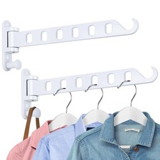 2 Pack Laundry Drying Rack Wall Mounted Swing Arm Clothes Hanger White