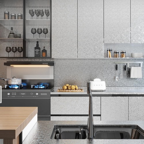 Kitchen Backsplash Wallpaper Oil Proof Sticker,Self-Adhesive Aluminum foil He... - Picture 6 of 7