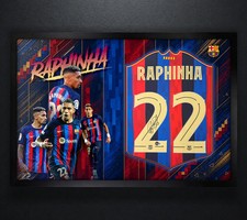 Raphinha Signed FC Barcelona Nike Jersey Framed Beckett COA Auto Display