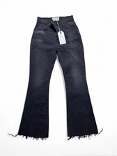 NWT Current/Elliott black denim flare jeans with raw hem size 24