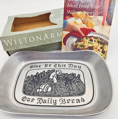 Wilton Armetale Bread Tray  Give Us This Day Our Daily Bread  w/Original Box USA