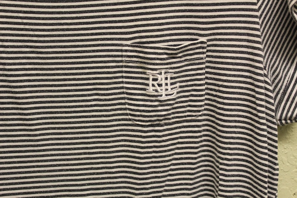 Camisa para dormir Lauren Ralph Lauren para mujer L a rayas algodón logotipo bolsillo Foto 2 de 4