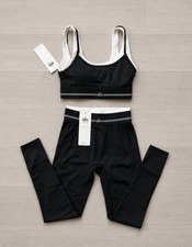 Alo Yoga Airbrush Better Together Lined Bra and Leggings Set Black Size Small