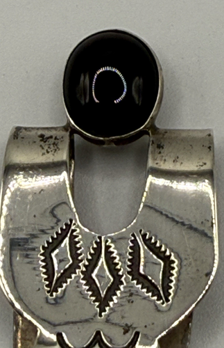 "Marcador de ónix de plata esterlina estampado estilo navajo firmado CGB 3,75"" de colección" - Imagen 4 de 9