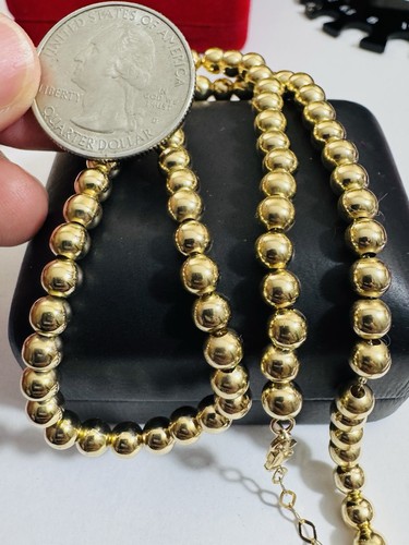 Pure K18 18K 750 Real Genuine Gold Ball Beads Necklace 16”/17.5” long 5mm 11.1g - Picture 20 of 24