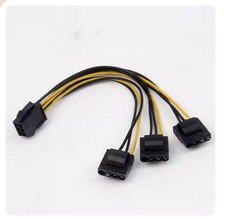 Male Power Cord 1 to 3 20cm Extension Card Cable 6-pin Female to 4-pin Large IDE