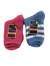 Women’s West Loop Cozy Socks 2 Piece Set Multicolor Fuzzy Size 4-10