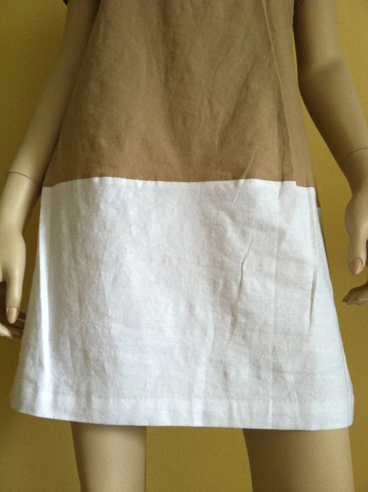 Abito MICHAEL KORS color block stringato manica corta misto lino beige 8