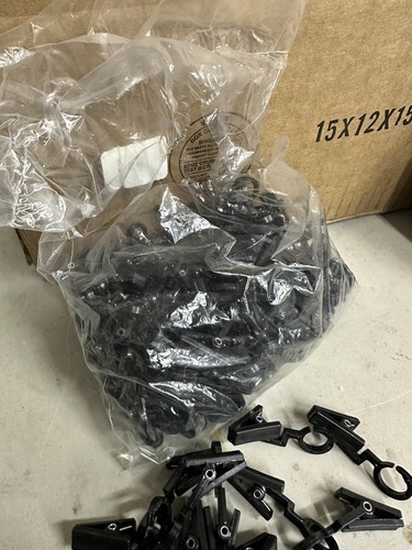 2” Black Plastic Hanging Swivel Small Hook Clips For Clothes, ETC - 50 Count Bag - Picture 4 of 5