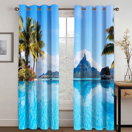 Ocean Beach Starfish 3D Thick Blackout Window Curtains Thermal Ring Top Eyelet - Bild 12 von 45