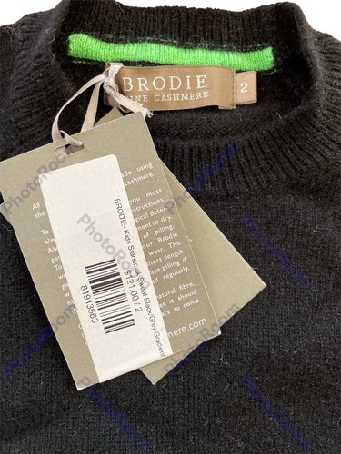 Brodie NWT Black/Grey Starstruck Gradient Stars Long Sleeve Cashmere Sweater-2T - Picture 2 of 7