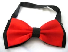 UNISEX RED WITH BLACK TIP TWO TONE TUXEDO ADJUSTABLE STRAP BOW TIE BOW TIE-NEW!