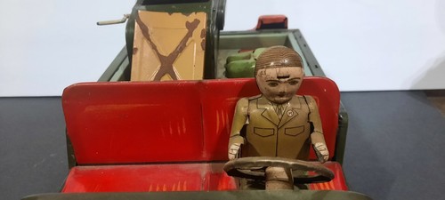MISSILE LAUNCHING JEEP TIN FRICTION TOY KING SIZE JAPAN INCOMPLETE PARTS REPAIR - Picture 6 of 19
