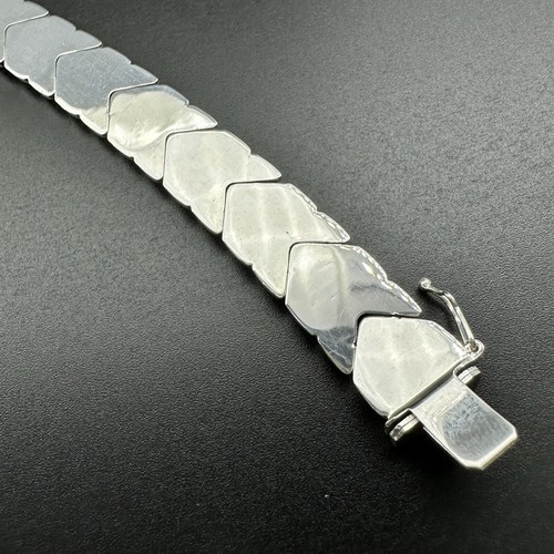 "AMPLIO BRAZALETE VINTAGE ITALIANO PLATA ESTERLINA DISEÑO ESLABÓN CHEVRON 7,25""" - Imagen 17 de 24