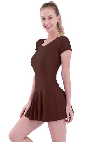 Damen Kurzarm Ballett Tanz Rock Trikot Sommer Tutu Body U-Ausschnitt - Bild 36 von 43