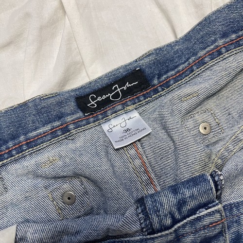 Jeans uomo Sean John Y2K ricamato 36 x 32 pantaloni vintage fibbia posteriore - Foto 13 di 13