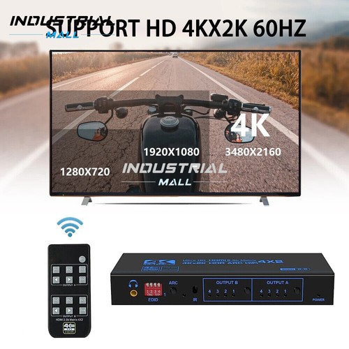 HDMI Matrix Switch 4x2 4K HDMI Matrix Switcher Splitter 4 In 2 Out Box Extractor - Picture 4 of 19