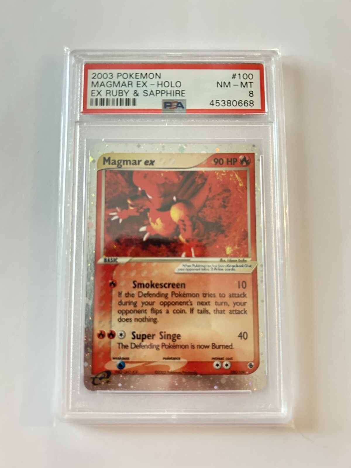 2003 Pokémon EX - Ruby & Sapphire Magmar ex (Holo) #100 PSA 8 MINT