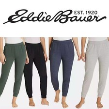 Eddie Bauer Women's Fleece Lounge Joggers Side Pockets Breathable Soft Stretch