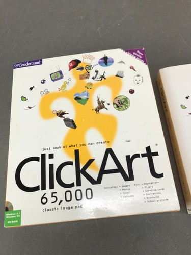 1994-1997 Broderbund 65,000 Classic Image Pak 5 Cd Set with Box & Manual - Picture 2 of 8