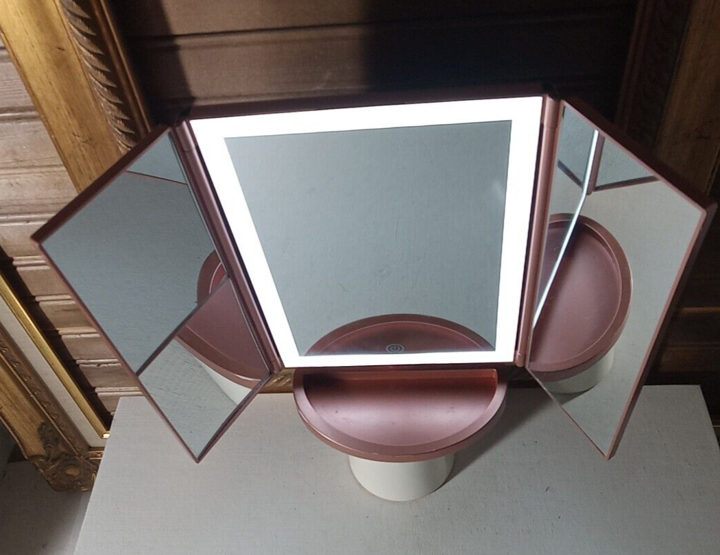 3-Way Folding Magnifying Makeup Mirror with Light - Pre-Owned