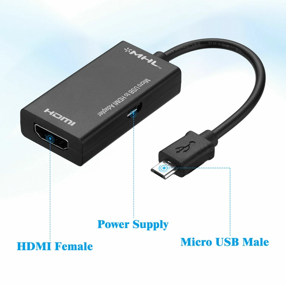 MHL Micro USB 2.0 to HDMI Adapter Cable for Android Phone Smartphone Tablet TV A - Image 4 of 4