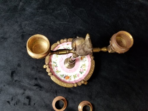 Antique Footed Bronze Pin Tray With Perched Cockatoo Candelabra RARE! - Picture 11 of 16