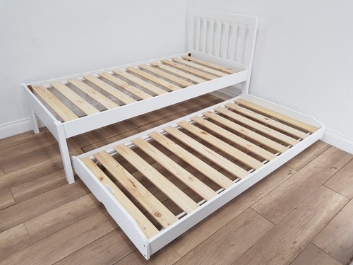 SINGLE BED FRAME Trundle Bed White Pine Bannister Headboard Slats FREE DELIVERY - Picture 5 of 20
