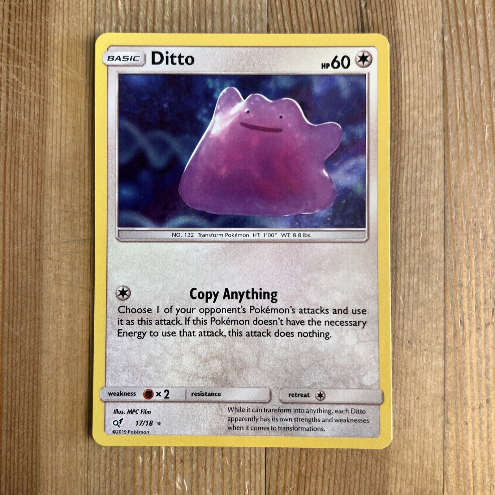 Ditto HOLO ULTRA RARE 17/18 SM Detective Pikachu SHINY Pokemon Card TCG NM  2019