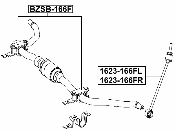 Front Sway Bar Bushing Stabilizer Kit FEBEST BZSB-166F OEM A1663231465 ...