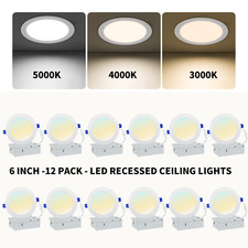 6-inch Recessed 3cct Dimmable Led Slim Panel Lights 122436-pack 12w 1080lm