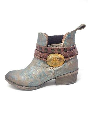 Corral Circle G Türkis Leder Western Stiefeletten Damen 8 Slipper Booties - Bild 4 von 10