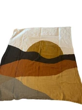 Clementine Kids Sunset Swaddle Baby Blanket Sunset Muslin Cotton White Orange -