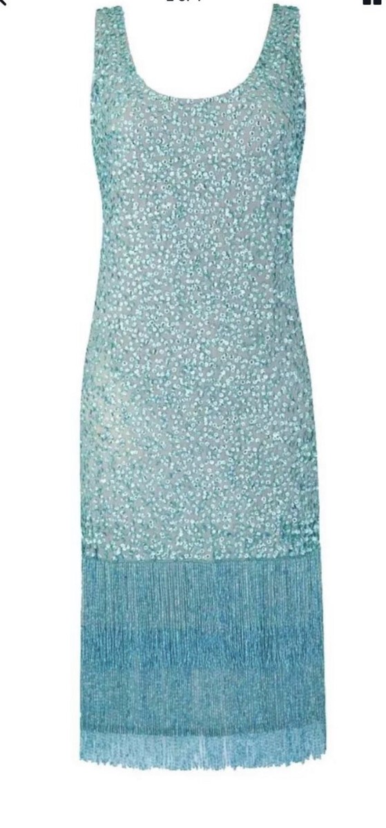 Simply Be Joanna Hope Sequin Fringe Dress Size 12 UK Duck Egg Blue BNWT