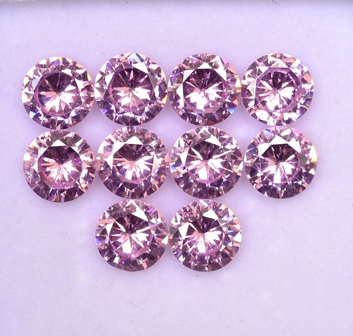 13.86 CTS Pink Cubic Zircon Round Cut 6 mm Lot 10 Pcs Top Lustrous Gems - Picture 2 of 5