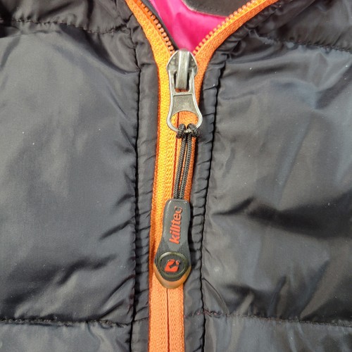 Killtec Hooded Puffer Vest Jacket Womens M Black Pink Full Zip Outdoors - Picture 12 of 14