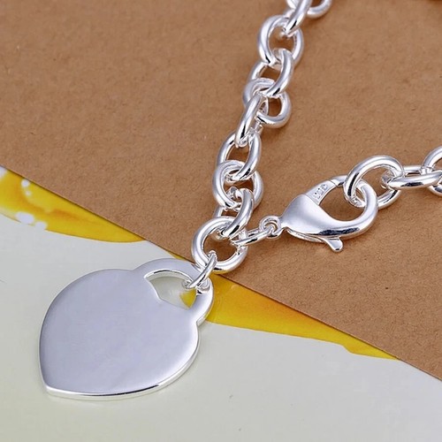 Beautiful 925 sterling silver Jewelry Bracelets Charms heart cute women - Picture 2 of 4