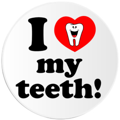 I Love My Teeth - 10 Pack Circle Stickers 3 Inch - Kids Dentist Dental Smile