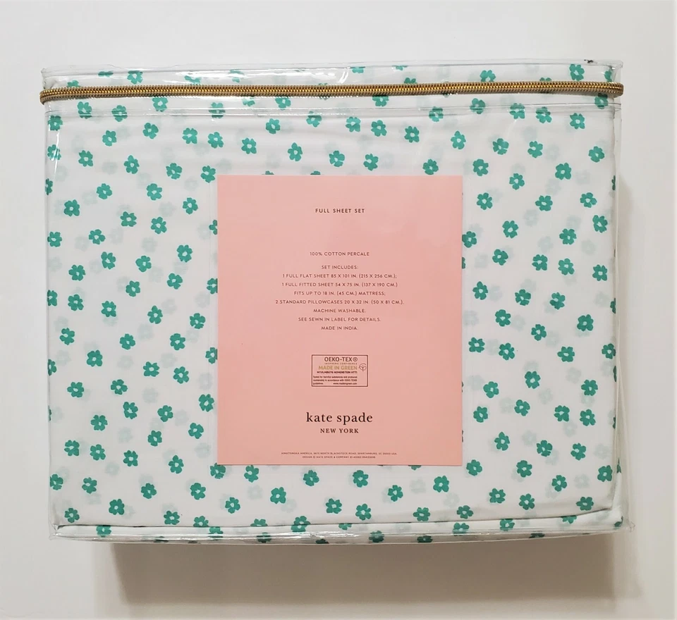 Полный комплект простыней Kate Spade New York цветочная точка глубокая резинка хлопок перкаль - Изображение 2 из 4
