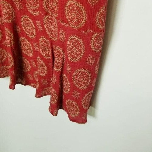 Abito tubino estivo rosso Anthropologie THML boho ricamato foderato cravatta schiena media - Foto 3 di 11