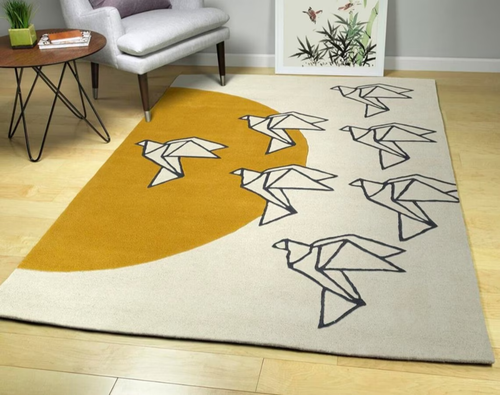 Hand-Tufted Carpet Modern Design Bird Print Customized Area Rug For Living Room