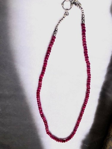 Collana di Rubini sfaccettati - Nuova - Gancio in Argento - Foto 5 di 7