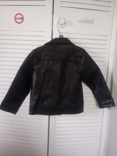 Art & Class Boy's Black Faux Leather Biker Jacket, Pre-Owned Size:4T - Picture 2 of 5