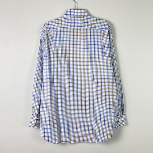 Ledbury Dress Shirt Mens 16.5 35 Long Sleeve Blue Green White Plaid - Picture 6 of 11