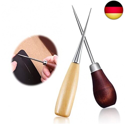 2 Stück Vorstecher Mit Holzgriff,Nähahle mit Holzgriff Locher Lederverarbeitung - Bild 1 von 7